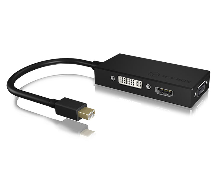 ICY BOX IB-AC1032 Mini DisplayPort DVI-D + VGA (D-Sub) + HDMI Svart