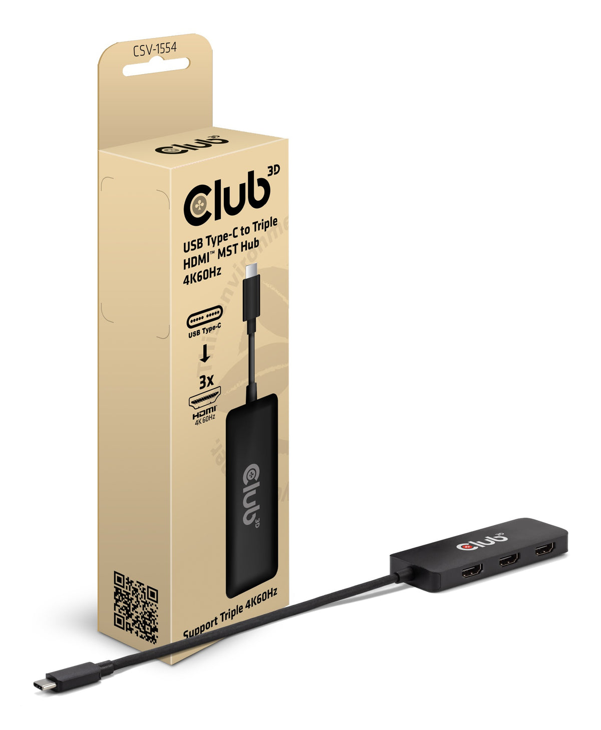CLUB3D CSV-1554 dockningsstationer för bärbara datorer USB Type-C Svart