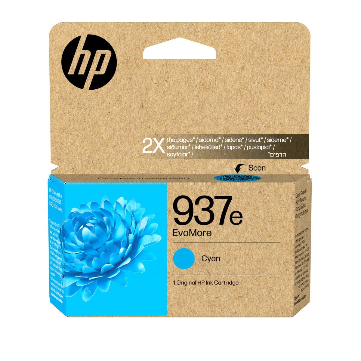 HP 937e EvoMore cyan originalbläckpatron