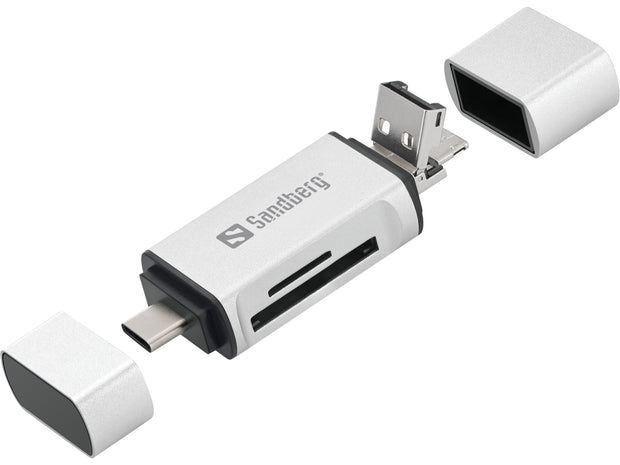 Sandberg Card Reader USB-C+USB+MicroUSB kortläsare