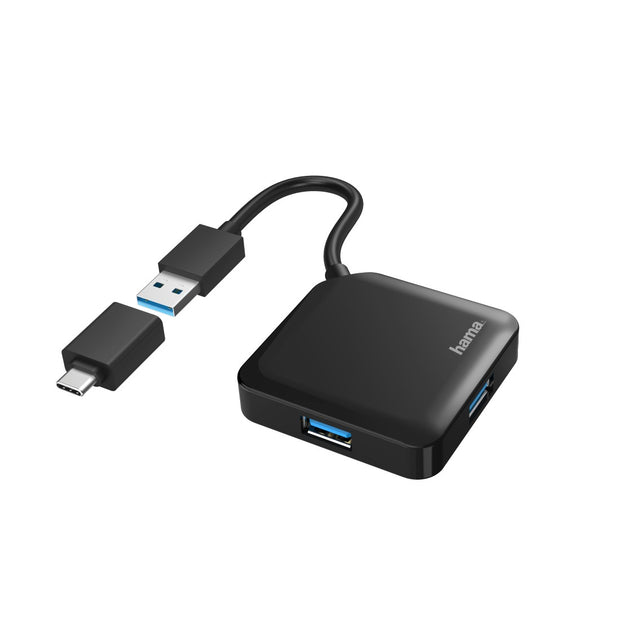 Hama 00200116 gränssnittshubbar USB 3.2 Gen 1 (3.1 Gen 1) Type-A + Type-C 5000 Mbit/s Svart