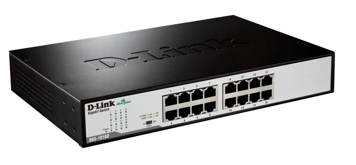 D-Link DGS-1016D/E nätverksswitchar Ohanterad Svart