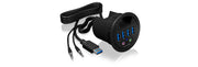 ICY BOX IB-HUB1403A eluttag Svart