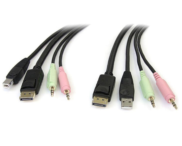 StarTech.com DP4N1USB6 KVM-kablar Svart 1,829 m