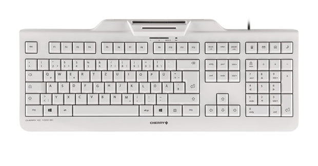 CHERRY KC 1000 SC tangentbord Universal USB AZERTY Belgiskt Vit