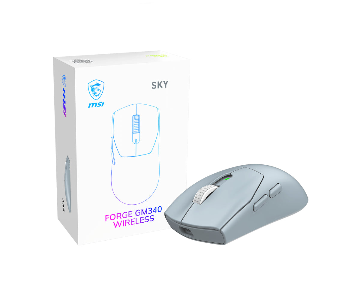 MSI Forge Gm340 Wireless Sky datormöss Spela Ambidextrous Trådlös RF +