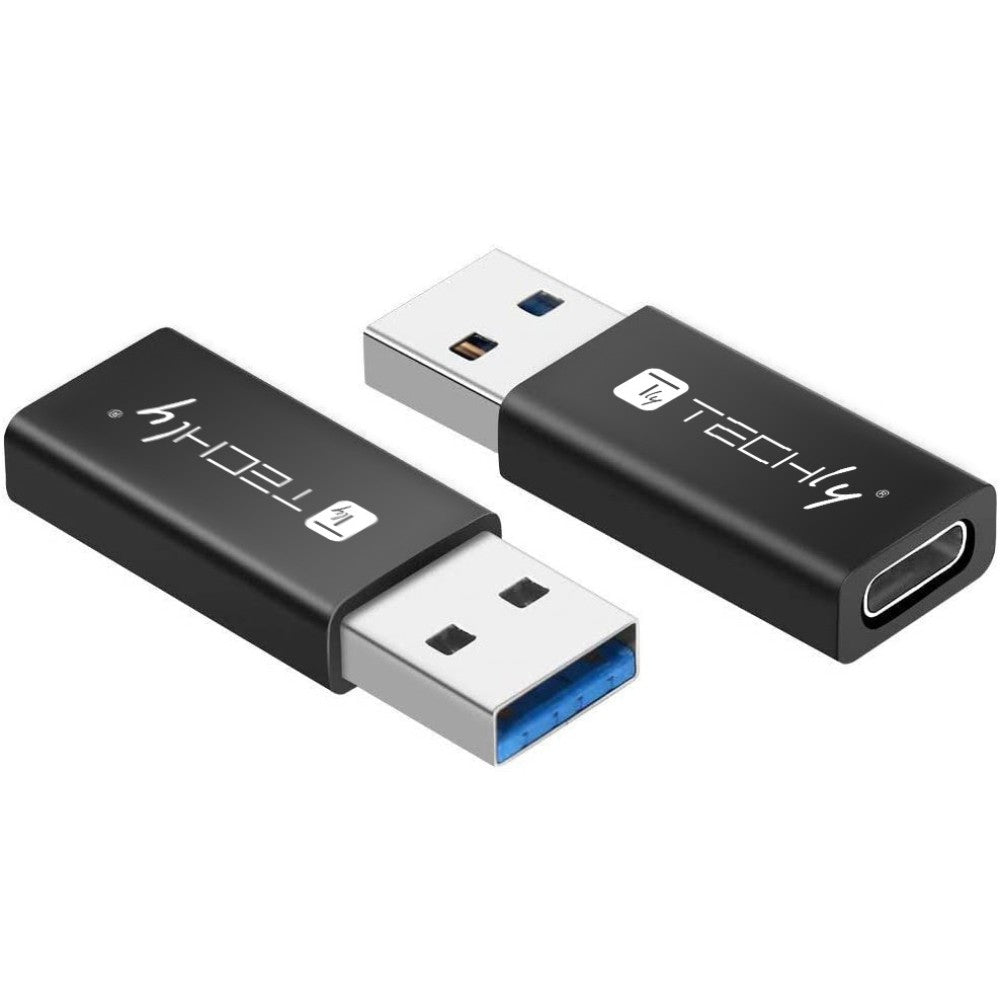 Techly IADAP USB3-AFT kabelomvandlare (hane/hona) USB A USB C Svart