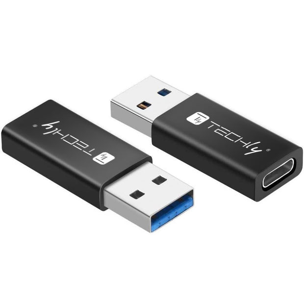 Techly IADAP USB3-AFT kabelomvandlare (hane/hona) USB A USB C Svart