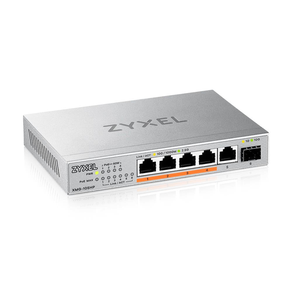 Zyxel XMG-105HP Ohanterad 2.5G Ethernet (100/1000/2500) Strömförsörjning via