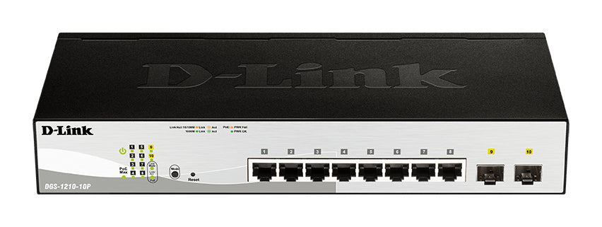 D-Link DGS-1210-10P hanterad L2 Gigabit Ethernet (10/100/1000) Strömförsörjning via