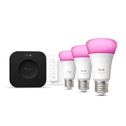 Philips Hue White och Color Ambiance Startpaket: 3 st E27 smarta ljuskällor + Dimmer