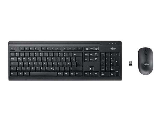 Fujitsu LX410 tangentbord Mus inkluderad RF Trådlös QWERTY Engelsk Svart
