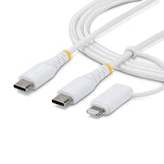StarTech.com 2 m robust 2-i-1 USB-C-laddningskabel med Lightning-adapter