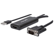 Manhattan 152426 videokabeladapter 1 m USB Type-A + VGA (D-Sub) HDMI Svart