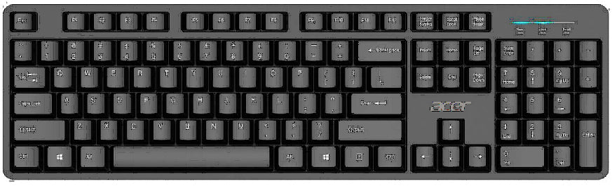 Acer USB Wired Keyboard tangentbord Hem / Kontor QWERTY Amerikanskt internationellt Svart