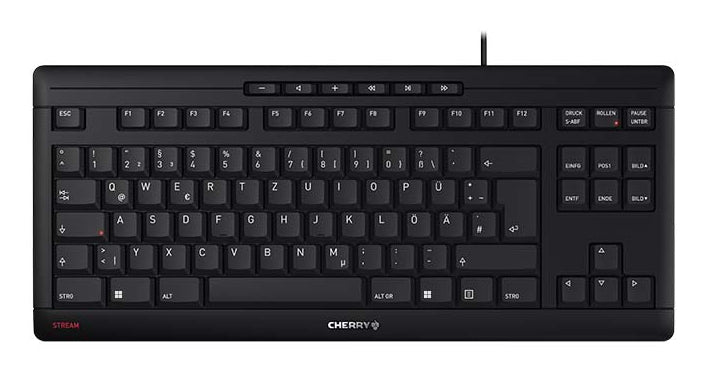 CHERRY STREAM KEYBOARD TKL tangentbord Universal USB QWERTZ tyska Svart
