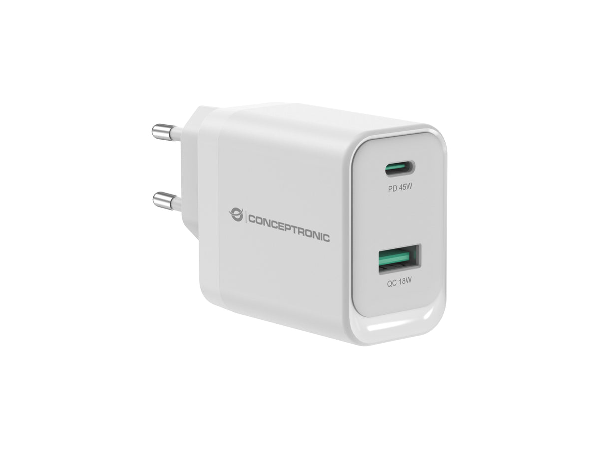 Conceptronic ALTHEA20W45 mobilladdare Universal Vit AC Snabb laddning inomhus