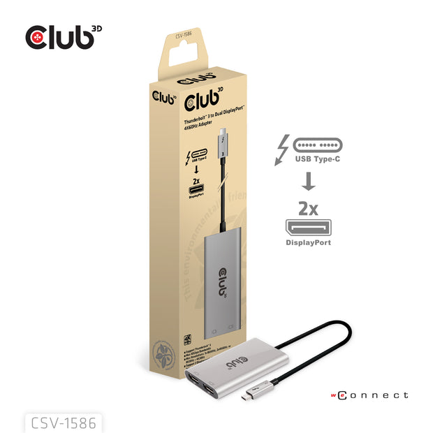 CLUB3D CSV-1586 gränssnittshubbar Thunderbolt 3 40000 Mbit/s Silver