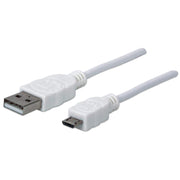 Manhattan 323987 USB-kablar USB 2.0 1 m USB A Micro-USB B 0,48 Gbit/s Vit