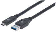 Manhattan 354981 USB-kablar USB 3.2 Gen 1 (3.1 Gen 1) 3 m USB C USB A 5 Gbit/s Svart
