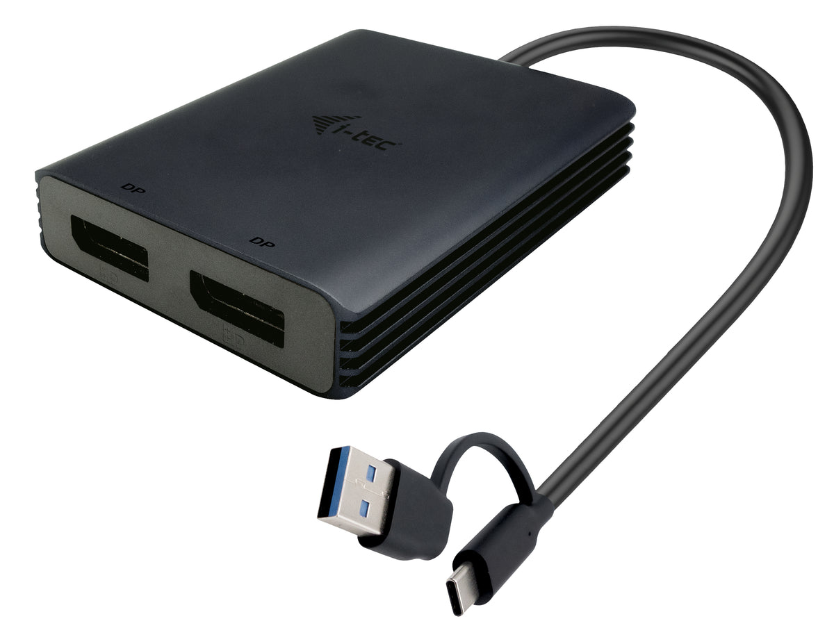 i-tec CADUAL4KDP videokabeladapter 0,27 m USB Type-A/USB Type-C 2 x DisplayPort Svart