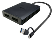 i-tec CADUAL4KDP videokabeladapter 0,27 m USB Type-A/USB Type-C 2 x DisplayPort Svart