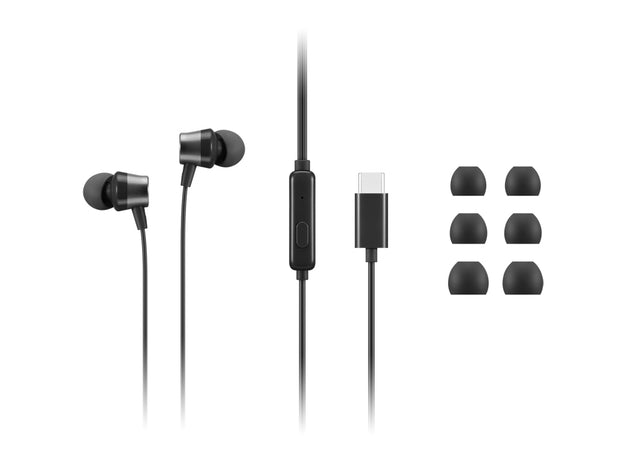 Lenovo 4XD1J77351 hörlur och headset Kabel I öra Kontor/callcenter USB Type-C Svart