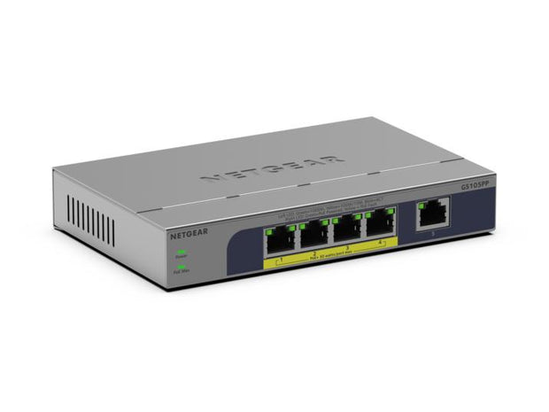 NETGEAR GS105PP Ohanterad Gigabit Ethernet (10/100/1000) Strömförsörjning via Ethernet (PoE) stöd