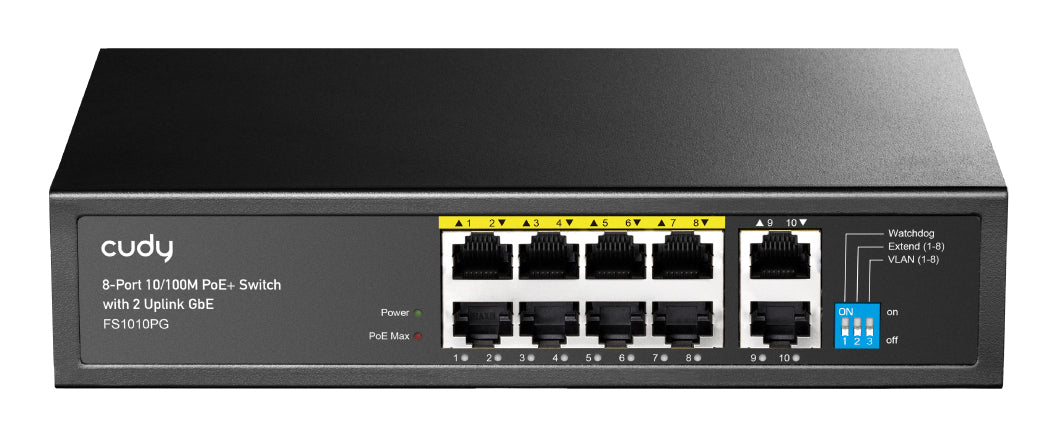 Cudy FS1010PG nätverksswitchar Ohanterad Fast Ethernet (10/100) Strömförsörjning via