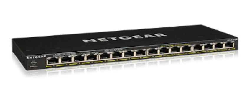 NETGEAR GS316P Ohanterad Gigabit Ethernet (10/100/1000) Strömförsörjning via Ethernet (PoE) stöd Svart