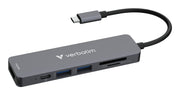 Verbatim 32156 gränssnittshubbar USB 3.2 Gen 1 (3.1 Gen 1) Type-C 5000 Mbit/s Grå