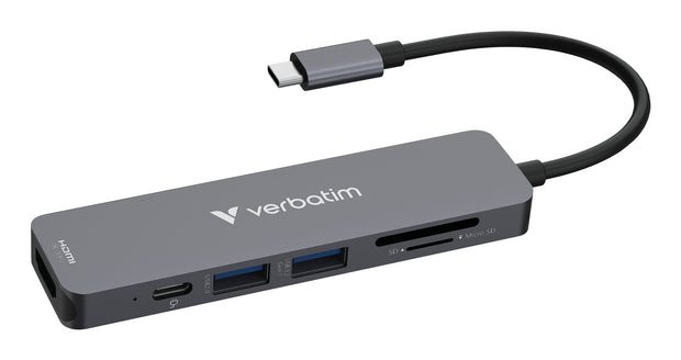 Verbatim 32156 gränssnittshubbar USB 3.2 Gen 1 (3.1 Gen 1) Type-C 5000 Mbit/s Grå