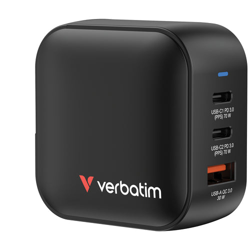 Verbatim Mini GaN Charger 70W Universal Svart AC Snabb laddning inomhus