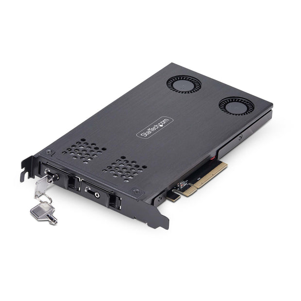 StarTech.com Avtagbart flyttbart ställ med två fack M.2 NVMe SSD till PCIe x8.