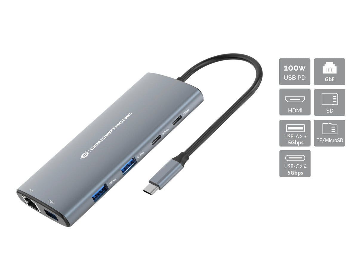 Conceptronic DONN06G Kabel USB 3.2 Gen 1 (3.1 Gen 1) Type-C Grå