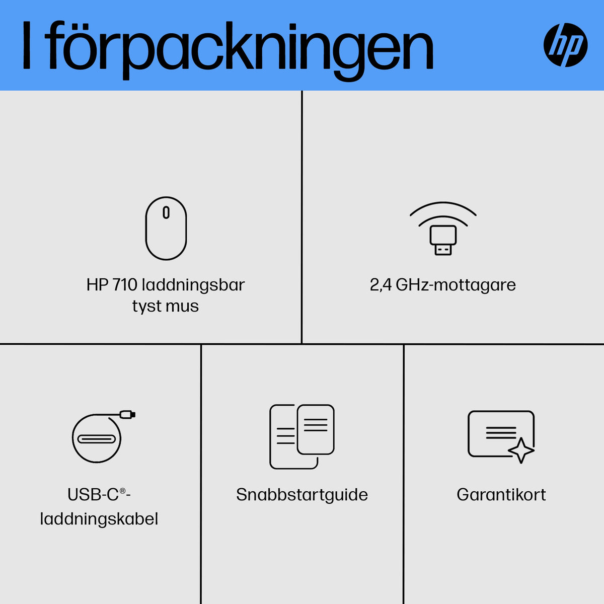 HP 710 laddningsbar tyst mus