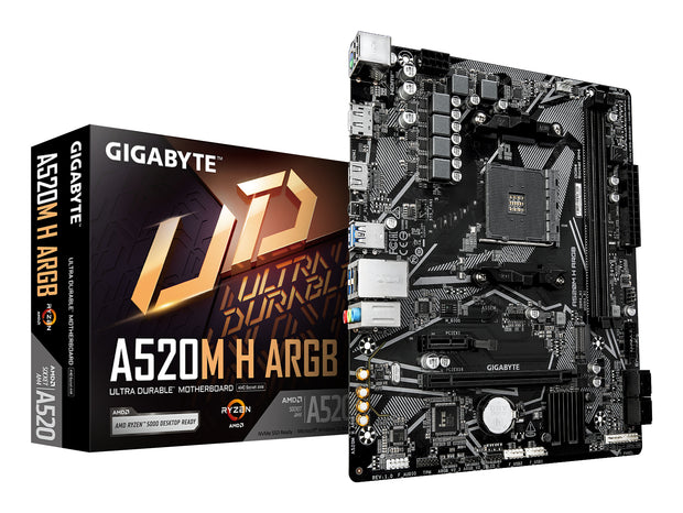 GIGABYTE A520M H ARGB moderkort AMD A520 Uttag AM4 micro ATX