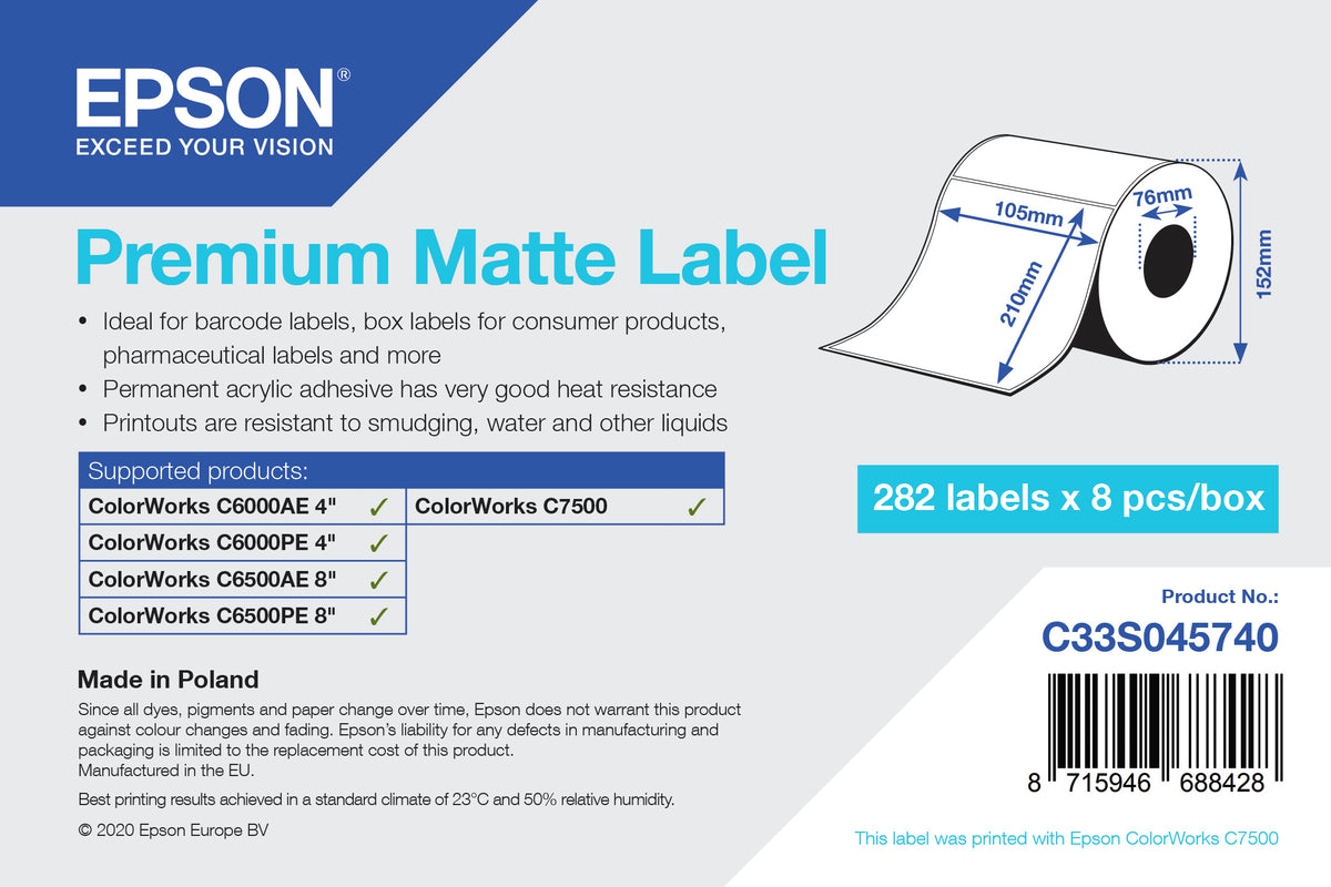 Epson Premium Matte Label utskriftsbara Etiketter