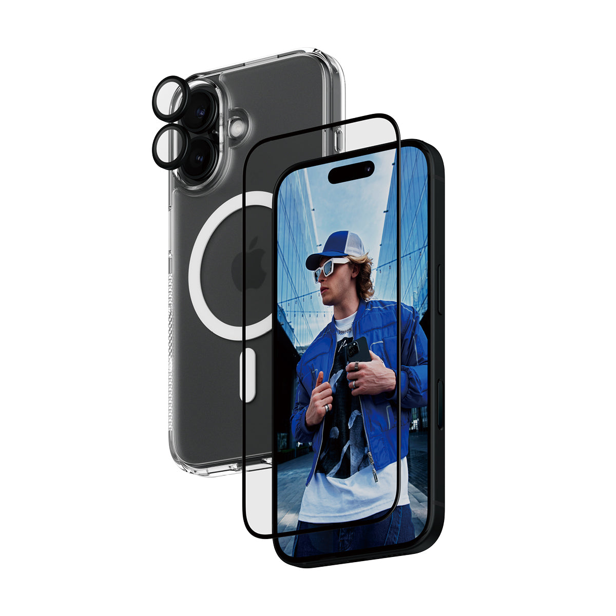 PanzerGlass 3-in-1 Protection Bundle iPhone 16 Genomskinligt skärmskydd Apple