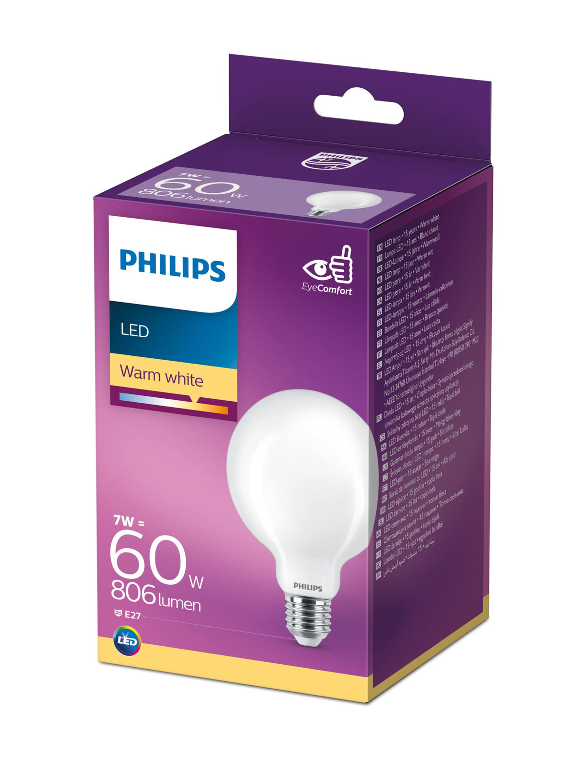 Philips Filamentljuskälla frostad 60 W G93 E27