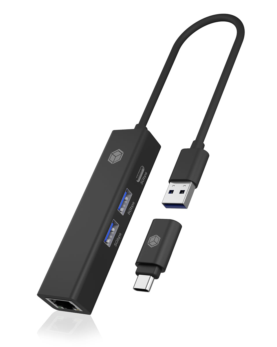 ICY BOX IB-HUB1439-LAN Kabel USB 3.2 Gen 1 (3.1 Gen 1) Type-A Svart