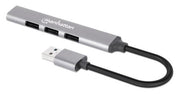 Manhattan 168427 gränssnittshubbar USB 3.2 Gen 1 (3.1 Gen 1) Type-A 5000 Mbit/s Grå