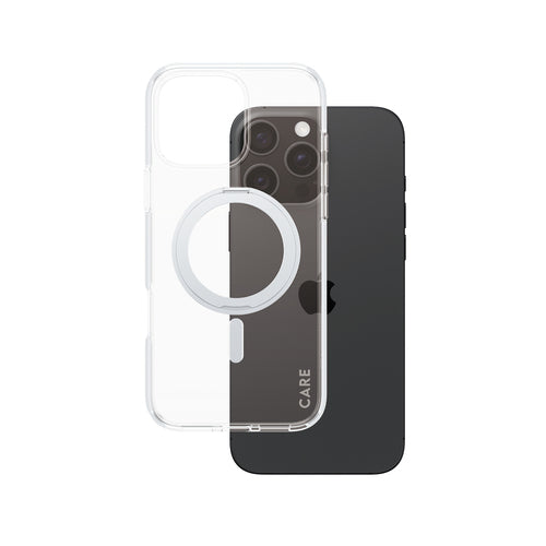 PanzerGlass CARE by Case Transparent w. Silver Kickstand & MagSafe iPhone 16 Pro Max