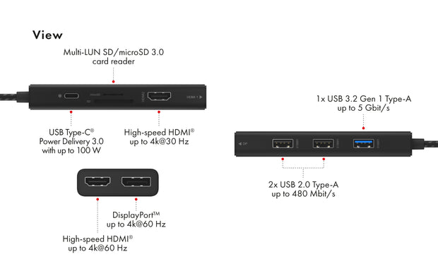 ICY BOX IB-DK4011-CPD Kabel USB 3.2 Gen 1 (3.1 Gen 1) Type-C Svart