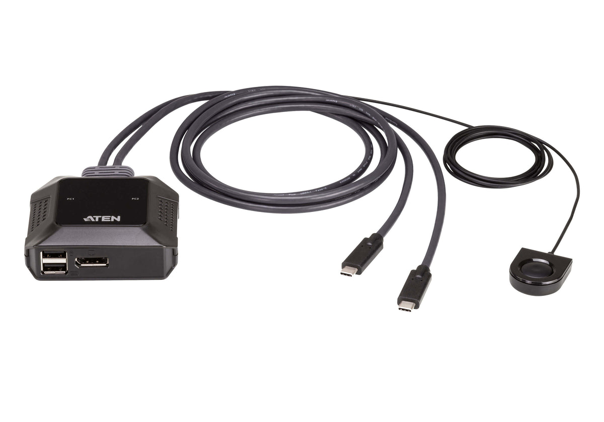 ATEN 2-portars USB-C 4K-DisplayPort KVM Switch med fjärrportsväljare