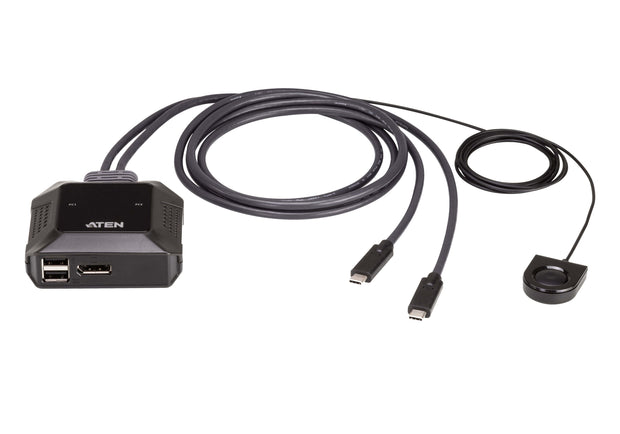 ATEN 2-portars USB-C 4K-DisplayPort KVM Switch med fjärrportsväljare