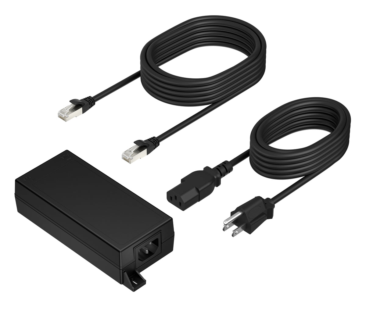 HP Poly PoE++ 65W 2.5G Adapter with 3.66m CAT6A Cable and Power Cord Svart