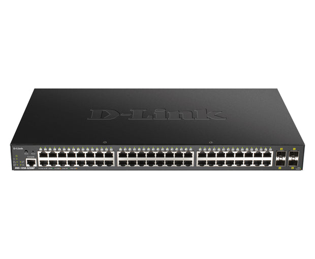 D-Link DGS-1250-52XMP hanterad L3 Strömförsörjning via Ethernet (PoE) stöd Svart