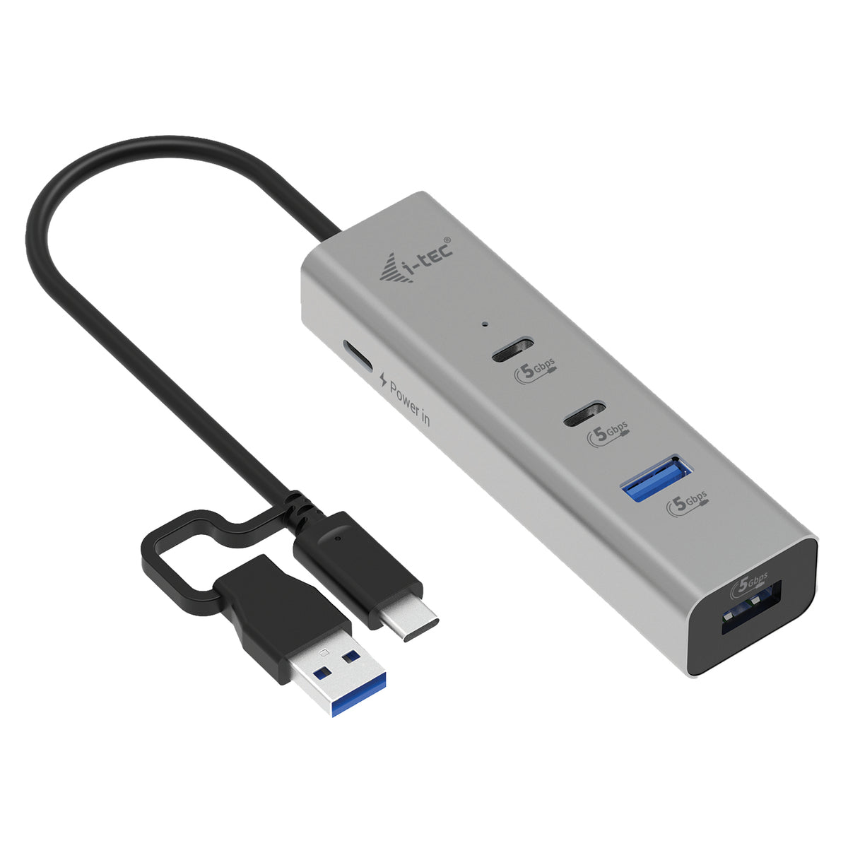 i-tec Metal CAHUBMETAL2A2CPD gränssnittshubbar USB 3.2 Gen 1 (3.1 Gen 1) Type-A +