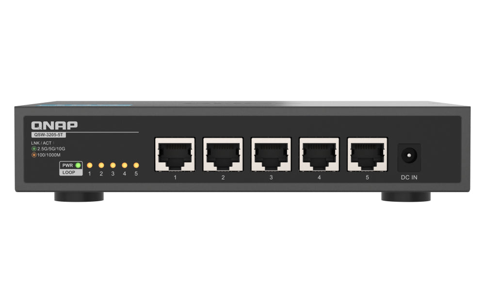 QNAP QSW-3205-5T nätverksswitchar Ohanterad 10G Ethernet (100/1000/10000) Skrivbord